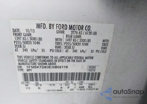 2014 Ford Explorer Xlt from USA, damaged, VIN 1FM5K7D83EGB02119